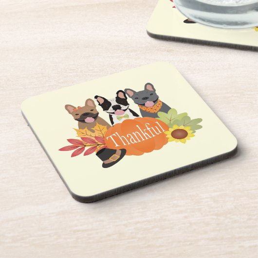 感謝のブフランスのルドッグ感謝祭 コースター (左側)