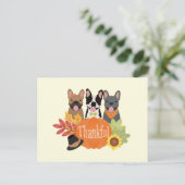 感謝のブフランスのルドッグ感謝祭 シーズンポストカード (スタンド正面)