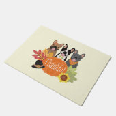 感謝のブフランスのルドッグ感謝祭 ドアマット (アングル)