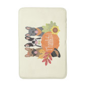 感謝のブフランスのルドッグ感謝祭 バスマット (正面縦)