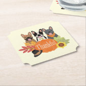 感謝のブフランスのルドッグ感謝祭 ペーパーコースター (アングル)