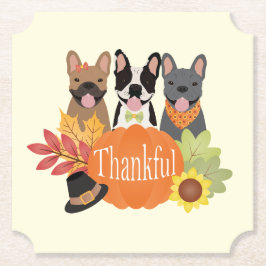感謝のブフランスのルドッグ感謝祭 ペーパーコースター