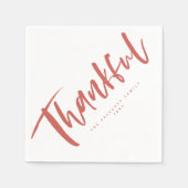 感謝のブラシスクリプトオレンジ感謝祭 スタンダードカクテルナプキン (正面)