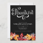 感謝のホワイトスクリプト水の色離れ黒色 招待状 (正面)