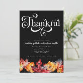 感謝のホワイトスクリプト水の色離れ黒色 招待状 (スタンド正面)