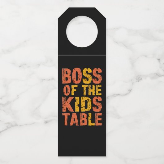 感謝のボスのキッズテーブルターキーデー ボトルネックタグ (正面)