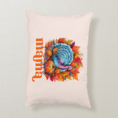 感謝のママターキーと紅葉の葉 アクセントクッション (裏面(縦))