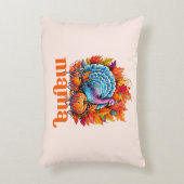 感謝のママターキーと紅葉の葉 アクセントクッション (正面(垂直))