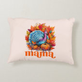 感謝のママターキーと紅葉の葉 アクセントクッション (裏面)