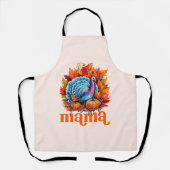 感謝のママターキーと紅葉の葉 エプロン (正面)