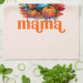 感謝のママターキーと紅葉の葉 キッチンタオル (折り畳み)