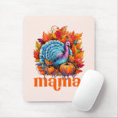 感謝のママターキーと紅葉の葉 マウスパッド (マウス)