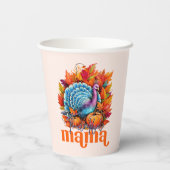 感謝のママターキーと紅葉の葉 紙コップ (裏面)