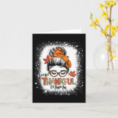 感謝のママ メッシーなまとめ髪ママ 秋のありがとう カード (黄色い花)