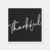 感謝のミニマリストブラック&ホワイト スタンダードカクテルナプキン (正面)