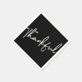 感謝のミニマリストブラック&ホワイト スタンダードカクテルナプキン (角)