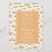 感謝のミニマ賛美リスト感謝祭 招待状 (正面/裏面)