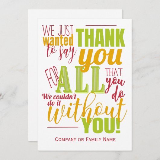 感謝のメッセージを感謝してい送信 サンキューカード (正面/裏面)