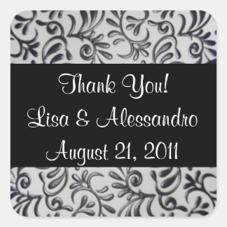 感謝のメッセージカード名と日付 スクエアシール