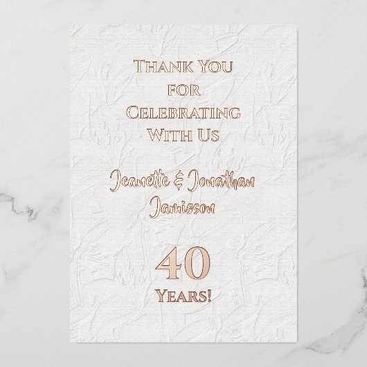 感謝のメモ どんな結婚記念日 ローズゴールド 箔招待状 (正面)