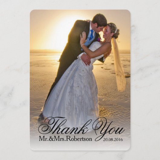 感謝のメモ | シンプルな結婚式の写真 サンキューカード (正面)