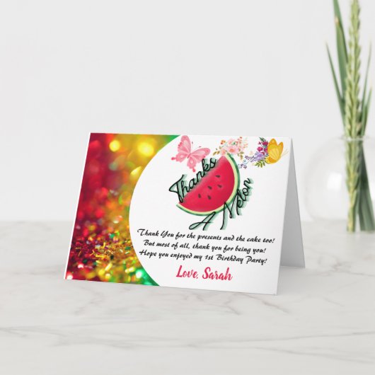 感謝のメロン かわいい誕生日カード サンキューカード (正面)
