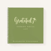 感謝のモス緑のクリームスクリプトサーモンノート ノートブック (正面)