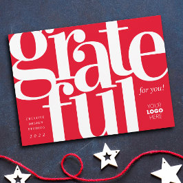 感謝のモダンブライトレッドビジネスホリデーカード シーズンカード