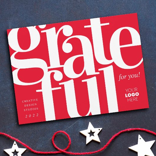 感謝のモダンブライトレッドビジネスホリデーカード シーズンカード