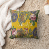 感謝のモダンヴィンテージの花マスタードイエロー クッション (ブランケット)
