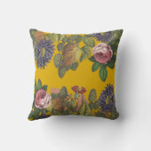 感謝のモダンヴィンテージの花マスタードイエロー クッション (裏面)