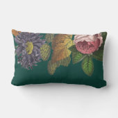 感謝のモダンヴィンテージ花オンエメラルドグリーン ランバークッション (裏面)