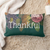 感謝のモダンヴィンテージ花オンエメラルドグリーン ランバークッション (ブランケット)
