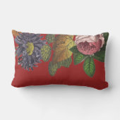 感謝のモダンヴィンテージ花オンオーバーンレッド ランバークッション (裏面)