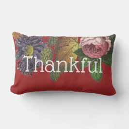 感謝のモダンヴィンテージ花オンオーバーンレッド ランバークッション