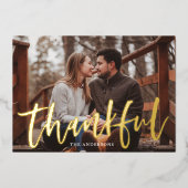 感謝のモダン台本の写真感謝の金ゴールド 箔シーズンカード (正面)