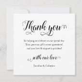 感謝のモノグラム ウェディング フォト コラージュ 招待状 (裏面)