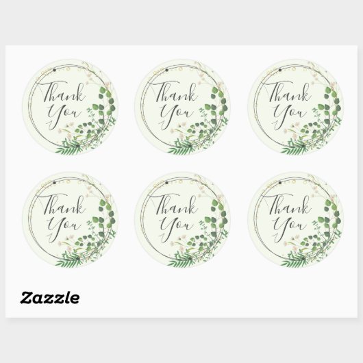 感謝のライトグリーン グリーンフラワー リース スクエア スティック ラウンドシール (シート)