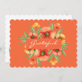 感謝のワイルドフラワーオレンジ感謝祭 シーズンカード (正面/裏面)
