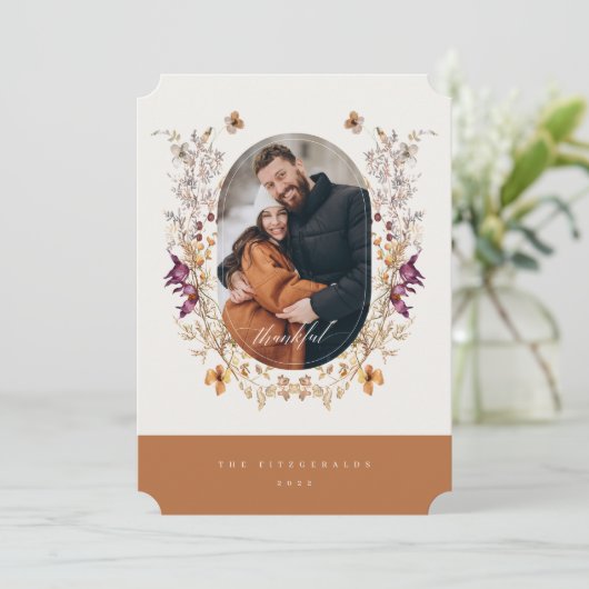 感謝のワイルドフラワーボホ感謝のフォトカード シーズンカード (スタンド正面)