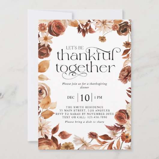 感謝の一緒に秋の葉感謝ディナー 招待状 (正面)