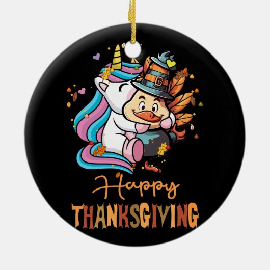 感謝の一角獣トルコ幸せな感謝の贈り物 セラミックオーナメント (裏面)