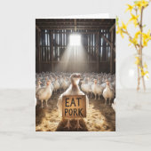 感謝の七面鳥と食べポークサイン カード (黄色い花)