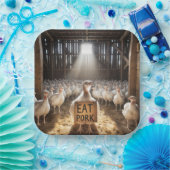 感謝の七面鳥と食べポークサイン ペーパープレート (パーティー)