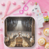 感謝の七面鳥と食べポークサイン ペーパープレート (パーティー)