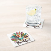 感謝の七面鳥コースター スクエアペーパーコースター (インサイチュ)