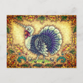 感謝の七面鳥ユニコーンお洒落、ファンタジー。 シーズンポストカード (正面)