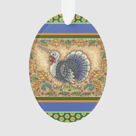 感謝の七面鳥ユニコーン,お洒落ファンタジー オーナメント (裏面)