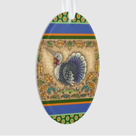 感謝の七面鳥ユニコーン,お洒落ファンタジー オーナメント (正面)