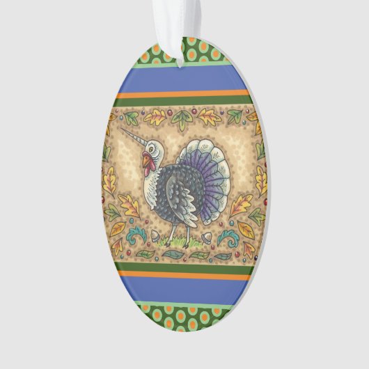 感謝の七面鳥ユニコーン,お洒落ファンタジー オーナメント (正面)